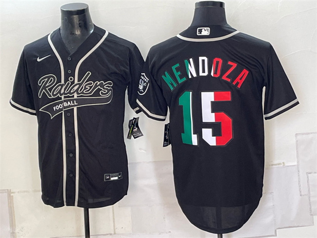 Men's Las Vegas Raiders #15 Fernando Mendoza Black Mexico Cool Base Stitched Baseball Jersey